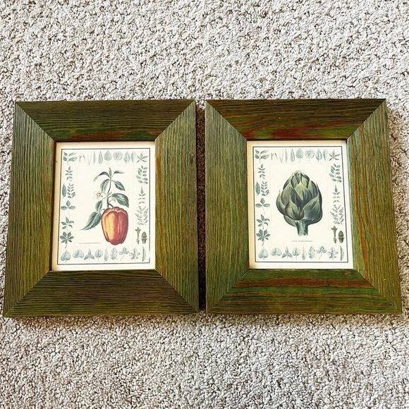 Giovanni Morello Framed Prints Artichoke Pepper Watercolor Paintings Set of 2 - Picture 1 of 12